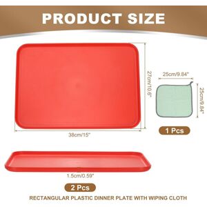 Unique Plastic Tray, Pack Rectangular Plates Food Tray Wheat Plates Dishes Reusable Dessert Plate Trays with Cloth Red L(15 Unique Plastic Tray, Pack Rectangular Plates Food Tray Wheat Plates Dishes Reusable Dessert Plate Trays with Cloth Red L(15