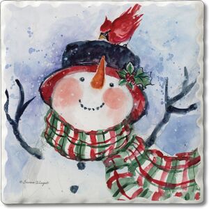 Counterart Absorbent Stone Coasters - Snowman Green Plaid - Set of 4 - 4x4x1.577 4x4x1.577 Counterart Absorbent Stone Coasters - Snowman Green Plaid - Set of 4 - 4x4x1.577 4x4x1.577