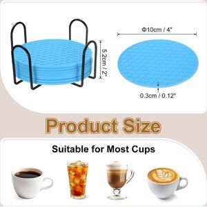 Unique Silicone Coasters with Holder, Round Coaster for Drink, Non-Slip Non-Stick Heat Resistant Place Mats Washable Blue 8 Pcs Unique Silicone Coasters with Holder, Round Coaster for Drink, Non-Slip Non-Stick Heat Resistant Place Mats Washable Blue 8 Pcs