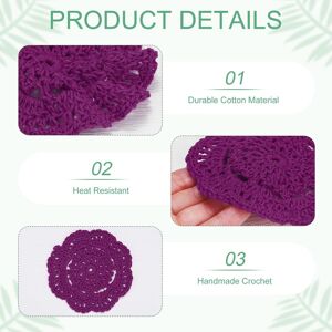 Unique Handmade Crochet Coasters, Round Cotton Placemats for Table/Cup/Bowl/Vase/Tea Trays/Home Decoration, Lace Doilies Place Mats Purple Red 4-Pack Unique Handmade Crochet Coasters, Round Cotton Placemats for Table/Cup/Bowl/Vase/Tea Trays/Home Decoration, Lace Doilies Place Mats Purple Red 4-Pack