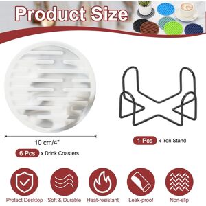 Unique Round Drink Coasters with Holder, Silicone Coaster for Drinks Non-Slip Cup Coaster Heat Resistant Glass Cushion for Bar Kitchen White 0.01 In. W X 0.01 In. D Unique Round Drink Coasters with Holder, Silicone Coaster for Drinks Non-Slip Cup Coaster Heat Resistant Glass Cushion for Bar Kitchen White 0.01 In. W X 0.01 In. D