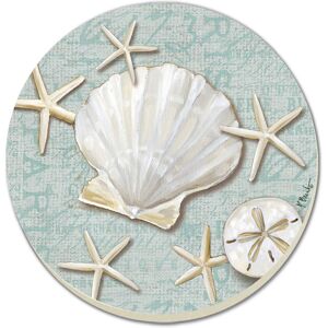 Counterart Absorbent Stone Coasters - Linen Shells Round - Set of 4 - 4x4x1.146 4x4x1.146 Counterart Absorbent Stone Coasters - Linen Shells Round - Set of 4 - 4x4x1.146 4x4x1.146