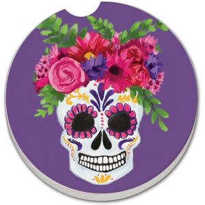 CounterArt Skull Flowers 2 Pack Absorbent Stone Coaster for Vehicle Cup Holder 2.6” Diameter Manufactured in The USA Multi 2.5 In. L X 2.5 In. W X 0.5 In. D CounterArt Skull Flowers 2 Pack Absorbent Stone Coaster for Vehicle Cup Holder 2.6” Diameter Manufactured in The USA Multi 2.5 In. L X 2.5 In. W X 0.5 In. D