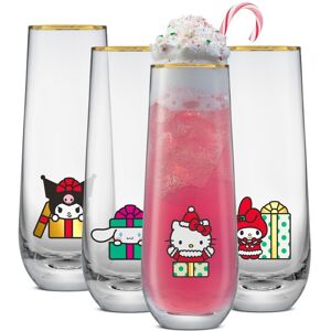 JoyJolt Hello Kitty® and Friends Holiday Stemless Flutes - 9.5 oz - Set of 4 Clear/Gold Set of 4 JoyJolt Hello Kitty® and Friends Holiday Stemless Flutes - 9.5 oz - Set of 4 Clear/Gold Set of 4