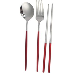 Unique 1 Set Flatware Sets Dishwasher Safe Fork Spoon Chopsticks 3-Piece Set 410 Stainless Steel Silver Tone 23.7x6x6cm Red 0.01 In. L X 0.01 In. W X 0.01 In. H Unique 1 Set Flatware Sets Dishwasher Safe Fork Spoon Chopsticks 3-Piece Set 410 Stainless Steel Silver Tone 23.7x6x6cm Red 0.01 In. L X 0.01 In. W X 0.01 In. H