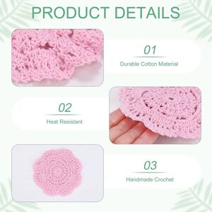 Unique Handmade Crochet Coasters, Round Cotton Placemats for Table/Cup/Bowl/Vase/Tea Trays/Home Decoration, Lace Doilies Place Mats Pink 4-Pack Unique Handmade Crochet Coasters, Round Cotton Placemats for Table/Cup/Bowl/Vase/Tea Trays/Home Decoration, Lace Doilies Place Mats Pink 4-Pack