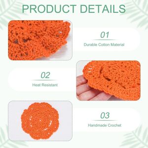Unique Handmade Crochet Coasters, Round Cotton Placemats for Table/Cup/Bowl/Vase/Tea Trays/Home Decoration, Lace Doilies Place Mats Red Orange 4-Pack Unique Handmade Crochet Coasters, Round Cotton Placemats for Table/Cup/Bowl/Vase/Tea Trays/Home Decoration, Lace Doilies Place Mats Red Orange 4-Pack