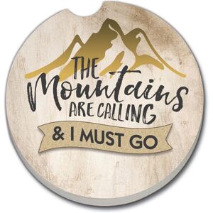 Counterart Absorbent Stoneware Car Coaster, The Mountains Are Calling, Set of 2 - 2.5 Multi 2.5 Counterart Absorbent Stoneware Car Coaster, The Mountains Are Calling, Set of 2 - 2.5 Multi 2.5