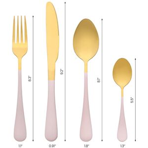 Unique 4 Pcs Flatware Set, Stainless Steel Silverware with Knife, Cutlery Set, Serving Utensils Set for Kitchen Eating Tableware Pink 4 PCS Unique 4 Pcs Flatware Set, Stainless Steel Silverware with Knife, Cutlery Set, Serving Utensils Set for Kitchen Eating Tableware Pink 4 PCS