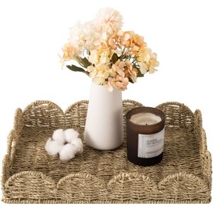 StorageWorks Serving Tray with Built-in Handles, Decorative Tray for Organizing Tabletop Seagrass Rectangular StorageWorks Serving Tray with Built-in Handles, Decorative Tray for Organizing Tabletop Seagrass Rectangular
