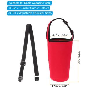 Unique Tumbler Carrier Holders with Shoulder Strap, Reusable Neoprene Insulated Mug Water Bottle Protector - 30oz Red 30oz Unique Tumbler Carrier Holders with Shoulder Strap, Reusable Neoprene Insulated Mug Water Bottle Protector - 30oz Red 30oz