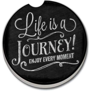 Counterart Absorbent Stoneware Car Coaster, Chalk Life Is A Journey, Set of 2 - 2.5 Multi 2.5 Counterart Absorbent Stoneware Car Coaster, Chalk Life Is A Journey, Set of 2 - 2.5 Multi 2.5