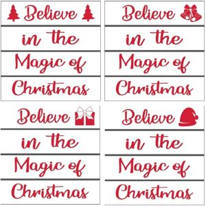 IH Casa Decor S/4 Wooden Enamel Coasters (Believe In The Magic Of Christmas) White Single IH Casa Decor S/4 Wooden Enamel Coasters (Believe In The Magic Of Christmas) White Single