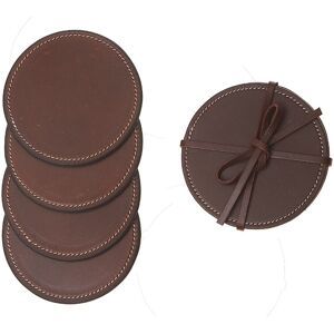 IH Casa Decor 4PC Round Genuine Leather Coasters Tan Tan Set of 4 IH Casa Decor 4PC Round Genuine Leather Coasters Tan Tan Set of 4