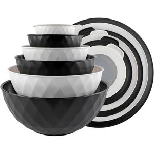 COOK WITH COLOR Mixing Bowls with Lids 12 Piece Plastic Nesting Bowls Set includes 6 Prep Bowls and 6 Lids Diamond Design Black & White COOK WITH COLOR Mixing Bowls with Lids 12 Piece Plastic Nesting Bowls Set includes 6 Prep Bowls and 6 Lids Diamond Design Black & White