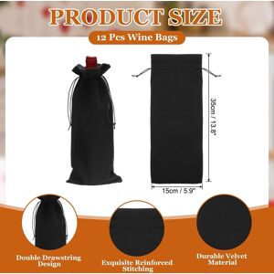 Unique Velvet Wine Bottle Bags, Wine Gift Bags with Double Drawstring Closure Reusable Liquor Bottle Covers Black 12Pcs Unique Velvet Wine Bottle Bags, Wine Gift Bags with Double Drawstring Closure Reusable Liquor Bottle Covers Black 12Pcs