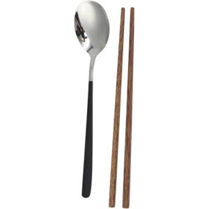 Unique 1 Set Flatware Sets Dishwasher Safe Spoon Chopsticks 2-Piece Set with Box Stainless Steel Wood PP 23.7x6x6cm Black/Silver 0.01 In. L X 0.01 In. W X 0.01 In. H Unique 1 Set Flatware Sets Dishwasher Safe Spoon Chopsticks 2-Piece Set with Box Stainless Steel Wood PP 23.7x6x6cm Black/Silver 0.01 In. L X 0.01 In. W X 0.01 In. H