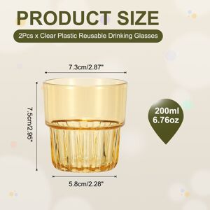 Unique Clear Plastic Reusable Drinking Glasses, 6.8oz Water Cup(Transparent, 2Pcs) Orange 6.8oz Unique Clear Plastic Reusable Drinking Glasses, 6.8oz Water Cup(Transparent, 2Pcs) Orange 6.8oz