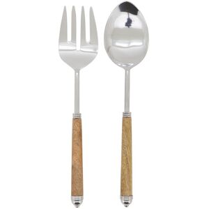 Saro Lifestyle Mango Wood Handle Serving Set - Stainless Steel Fork & Spoon for Salads, Buffets & Entertaining Service for 1 Saro Lifestyle Mango Wood Handle Serving Set - Stainless Steel Fork & Spoon for Salads, Buffets & Entertaining Service for 1