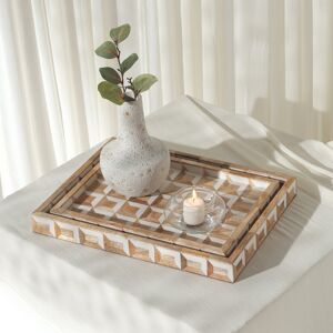 SAFAVIEH Home Aria Antique Ivory/Natural Brown Resin/Mango Wood Tray Set of 2 Antique Ivory/Natural Brown 16.0 In. W X 1.5 In. H X 12.0 In. D SAFAVIEH Home Aria Antique Ivory/Natural Brown Resin/Mango Wood Tray Set of 2 Antique Ivory/Natural Brown 16.0 In. W X 1.5 In. H X 12.0 In. D
