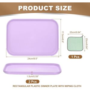 Unique Plastic Tray, Pack Rectangular Plates Food Tray Wheat Plates Dishes Reusable Dessert Plate Trays with Cloth Purple S(9.5 Unique Plastic Tray, Pack Rectangular Plates Food Tray Wheat Plates Dishes Reusable Dessert Plate Trays with Cloth Purple S(9.5