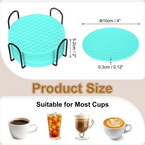 Unique Silicone Coasters with Holder, Round Coaster for Drink, Non-Slip Non-Stick Heat Resistant Place Mats Washable Turquoise 12 Pcs Unique Silicone Coasters with Holder, Round Coaster for Drink, Non-Slip Non-Stick Heat Resistant Place Mats Washable Turquoise 12 Pcs