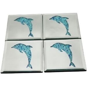 Jiallo Imitation Blue Dolphin Mirror Coaster Set of 4 Silver 4.0 In. L X 4.0 In. W X 1.25 In. D Jiallo Imitation Blue Dolphin Mirror Coaster Set of 4 Silver 4.0 In. L X 4.0 In. W X 1.25 In. D