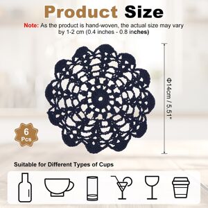 Unique Crocheted Cotton Doilies, Lace Doilies for Tables Cloth Lace Placemats Handmade Tray Doilies Round Cups Coasters Navy Blue 6Pcs Unique Crocheted Cotton Doilies, Lace Doilies for Tables Cloth Lace Placemats Handmade Tray Doilies Round Cups Coasters Navy Blue 6Pcs