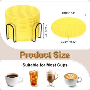 Unique Silicone Coasters with Holder, Round Coaster for Drink, Non-Slip Non-Stick Heat Resistant Place Mats Washable Yellow 24 Pcs Unique Silicone Coasters with Holder, Round Coaster for Drink, Non-Slip Non-Stick Heat Resistant Place Mats Washable Yellow 24 Pcs