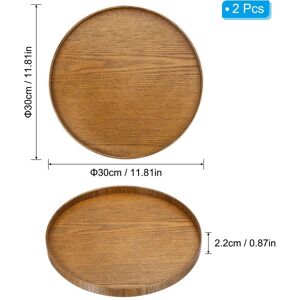 Unique 2pcs Wood Serving Tray Round Decorative Platter Home Kitchen Table 12 Inch Unique 2pcs Wood Serving Tray Round Decorative Platter Home Kitchen Table 12 Inch