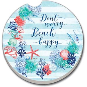 Counterart Absorbent Stoneware Car Coaster, Beach Inspiration, Set of 2 - 2.5 Multi 2.5 Counterart Absorbent Stoneware Car Coaster, Beach Inspiration, Set of 2 - 2.5 Multi 2.5
