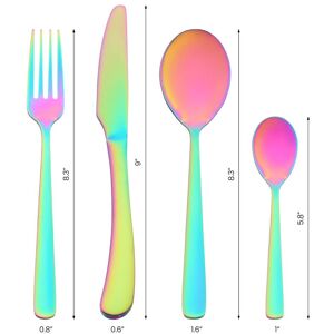 Unique 4 Pcs Silverware Set with Serving Utensils, Stainless Steel Flatware, Mirror Polished Cutlery Set for Kitchen Tableware - 4 PCS Colorful 4 PCS Unique 4 Pcs Silverware Set with Serving Utensils, Stainless Steel Flatware, Mirror Polished Cutlery Set for Kitchen Tableware - 4 PCS Colorful 4 PCS