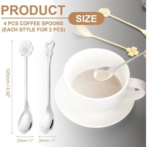Unique Coffee Spoons, Heart/Rose Tea Spoons Stainless Steel, - 5inch Silver 5inch Unique Coffee Spoons, Heart/Rose Tea Spoons Stainless Steel, - 5inch Silver 5inch