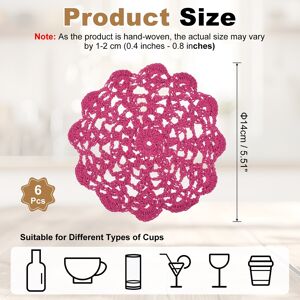 Unique Crocheted Cotton Doilies, Lace Doilies for Tables Cloth Lace Placemats Handmade Tray Doilies Round Cups Coasters Rose Red 6Pcs Unique Crocheted Cotton Doilies, Lace Doilies for Tables Cloth Lace Placemats Handmade Tray Doilies Round Cups Coasters Rose Red 6Pcs