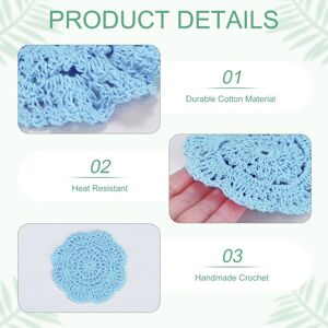 Unique Handmade Crochet Coasters, Round Cotton Placemats for Table/Cup/Bowl/Vase/Tea Trays/Home Decoration, Lace Doilies Place Mats Light Blue 4-Pack Unique Handmade Crochet Coasters, Round Cotton Placemats for Table/Cup/Bowl/Vase/Tea Trays/Home Decoration, Lace Doilies Place Mats Light Blue 4-Pack
