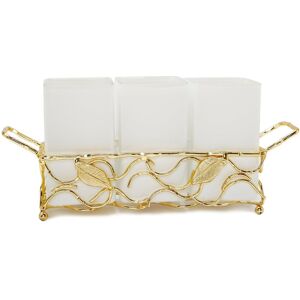 Classic Touch Leaf Cutlery Holder with White Inserts gold 11.5 In. L X 3.25 In. W X 5.75 In. H Classic Touch Leaf Cutlery Holder with White Inserts gold 11.5 In. L X 3.25 In. W X 5.75 In. H