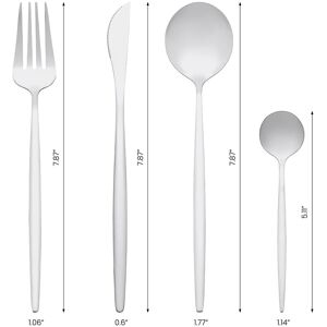 Unique 4Pcs Flatware Set, Stainless Steel Silverware with Spoons and Forks Set, Serving Utensils Set for Kitchen Eating Tableware Silver 4Pcs Unique 4Pcs Flatware Set, Stainless Steel Silverware with Spoons and Forks Set, Serving Utensils Set for Kitchen Eating Tableware Silver 4Pcs