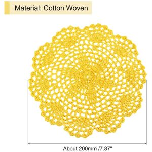 Unique Crochet Doilies, 8 Inch - Handmade Crochet Cotton Coaster Yellow 6Pcs Unique Crochet Doilies, 8 Inch - Handmade Crochet Cotton Coaster Yellow 6Pcs
