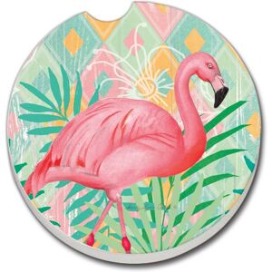 Counterart Absorbent Stoneware Car Coaster, Diamond Flamingo, Set of 2 - 2.5 Multi 2.5 Counterart Absorbent Stoneware Car Coaster, Diamond Flamingo, Set of 2 - 2.5 Multi 2.5