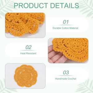 Unique Handmade Crochet Coasters, Round Cotton Placemats for Table/Cup/Bowl/Vase/Tea Trays/Home Decoration, Lace Doilies Place Mats Apricot 8-Pack Unique Handmade Crochet Coasters, Round Cotton Placemats for Table/Cup/Bowl/Vase/Tea Trays/Home Decoration, Lace Doilies Place Mats Apricot 8-Pack