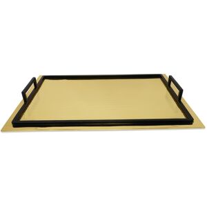 Vivience Gold Glossy Textured Design Serving Tray with Black Handles (3 Sizes) Gold Large Vivience Gold Glossy Textured Design Serving Tray with Black Handles (3 Sizes) Gold Large