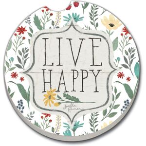 Counterart Absorbent Stoneware Car Coaster, Blooming Thoughts, Set of 2 - 2.5 Multi 2.5 Counterart Absorbent Stoneware Car Coaster, Blooming Thoughts, Set of 2 - 2.5 Multi 2.5