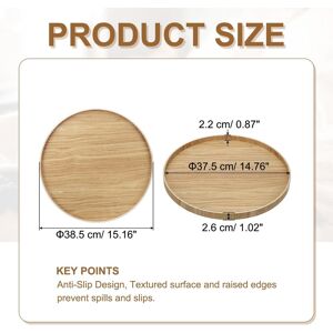 Unique Wooden Serving Tray Round Decorative Platter Light Brown 15.2 Inch Unique Wooden Serving Tray Round Decorative Platter Light Brown 15.2 Inch