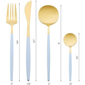Unique 4 PCS Silverware Set, Stainless Steel Flatware, Mirror Polished Cutlery Set, Serving Utensils Set for Kitchen Dinner - 4 PCS Blue 4 PCS Unique 4 PCS Silverware Set, Stainless Steel Flatware, Mirror Polished Cutlery Set, Serving Utensils Set for Kitchen Dinner - 4 PCS Blue 4 PCS