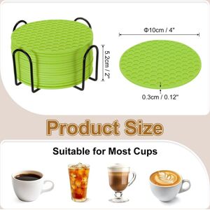 Unique Silicone Coasters with Holder, Round Coaster for Drink, Non-Slip Non-Stick Heat Resistant Place Mats Washable Green 16 Pcs Unique Silicone Coasters with Holder, Round Coaster for Drink, Non-Slip Non-Stick Heat Resistant Place Mats Washable Green 16 Pcs