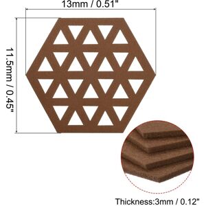 Unique Felt Coasters, Hexagonal Pad Coaster for Drink Cup Pot Bowl Vase Brown 0.1 In. L X 0.45 In. W X 0.1 In. H Unique Felt Coasters, Hexagonal Pad Coaster for Drink Cup Pot Bowl Vase Brown 0.1 In. L X 0.45 In. W X 0.1 In. H
