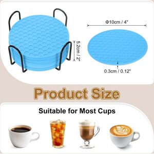 Unique Silicone Coasters with Holder, Round Coaster for Drink, Non-Slip Non-Stick Heat Resistant Place Mats Washable Blue 12 Pcs Unique Silicone Coasters with Holder, Round Coaster for Drink, Non-Slip Non-Stick Heat Resistant Place Mats Washable Blue 12 Pcs