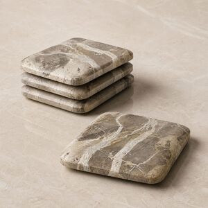 Gild Marble Mosaics - Marble Coaster Set - Decorative Tabletop Accent Beige 4.0 In. W X 0.63 In. H X 4.0 In. D Gild Marble Mosaics - Marble Coaster Set - Decorative Tabletop Accent Beige 4.0 In. W X 0.63 In. H X 4.0 In. D