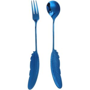 Unique 1 Set Flatware Sets Dishwasher Safe Feather-Designed Spoon Fork 2-Piece Set 304 Stainless Steel Silver Tone 16x3x3cm Blue 0.01 In. L X 0.01 In. W X 0.01 In. H Unique 1 Set Flatware Sets Dishwasher Safe Feather-Designed Spoon Fork 2-Piece Set 304 Stainless Steel Silver Tone 16x3x3cm Blue 0.01 In. L X 0.01 In. W X 0.01 In. H