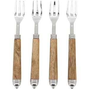 Saro Lifestyle Mango Wood Handle Appetizer Forks (Set of 4) - Stainless Steel Cocktail & Snack Picks for Entertaining & Serving Beige Service for 4 Saro Lifestyle Mango Wood Handle Appetizer Forks (Set of 4) - Stainless Steel Cocktail & Snack Picks for Entertaining & Serving Beige Service for 4